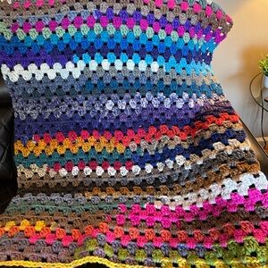 Multicolor Chunky crochet afghan 30x55